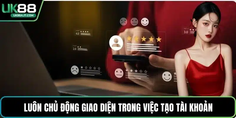 Luôn chủ động giao diện trong việc tạo tài khoản